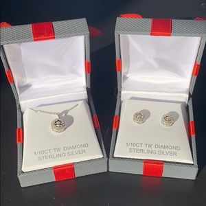 Diamond necklace and earrings set